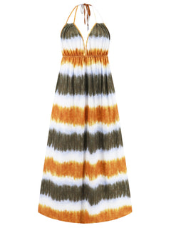 Tie-Dye Halter Neck Sleeveless Dress