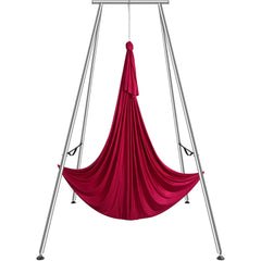 VEVOR Aerial Yoga Frame & Yoga Hammock, 9.67 ft Height Professional Yoga Swing Stand Comes with 6.6 Yards Aerial Hammock, Max 551.15 lbs Load Capacity, Yoga Rig for Indoor Outdoor Aerial Yoga, Red