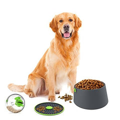Red Lick Mat & Slow Feeder Dog Bowl Set - Prevent Choking & Indigestion