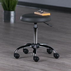 Clyde Adjustable Cushion Seat Swivel Stool; Charcoal and Chrome