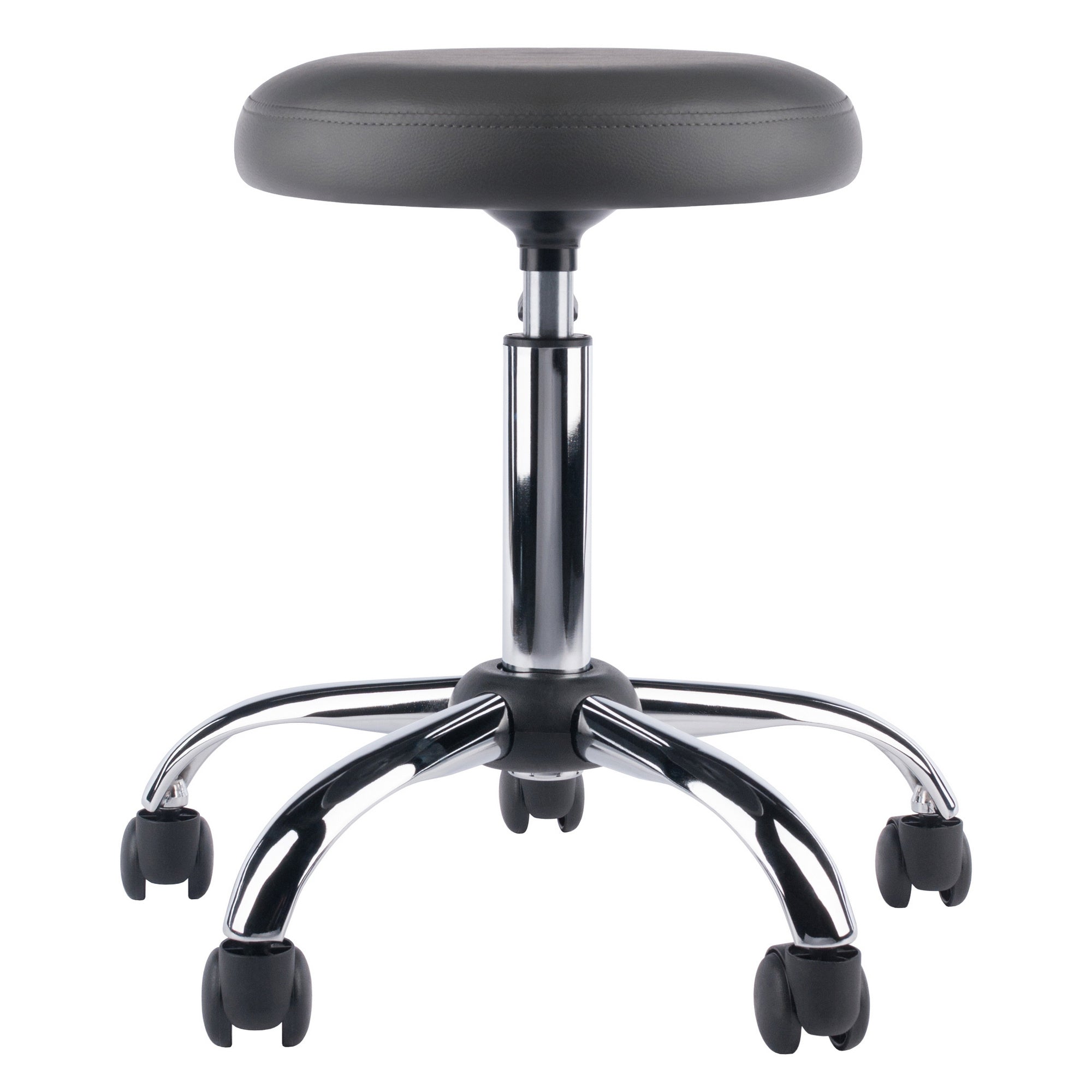Clyde Adjustable Cushion Seat Swivel Stool; Charcoal and Chrome