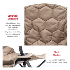 XXL Oversized Camping Chair Heavy Duty 500 LBS for Big Tall People Above 6'4 Padded Portable Folding Sports Lawn Chairs with Armrest Cup Holder & Pocket for Outdoor/Travel/Picnic/Camp