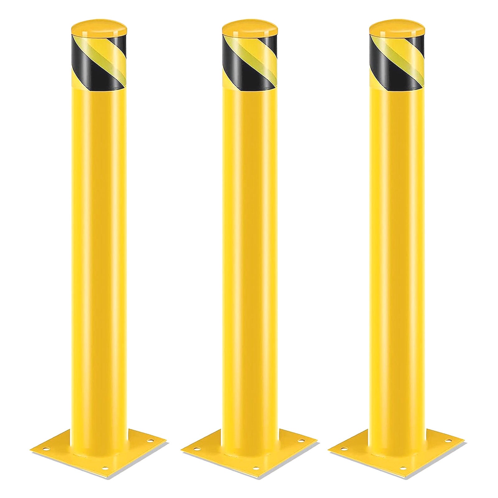 Bollard Post, Steel Bollards, Safety Bollard Yellow Powder Coated Parking Bollard Driveaway Barrier for Traffic-Sensitive Area, Garage or Parking Lot