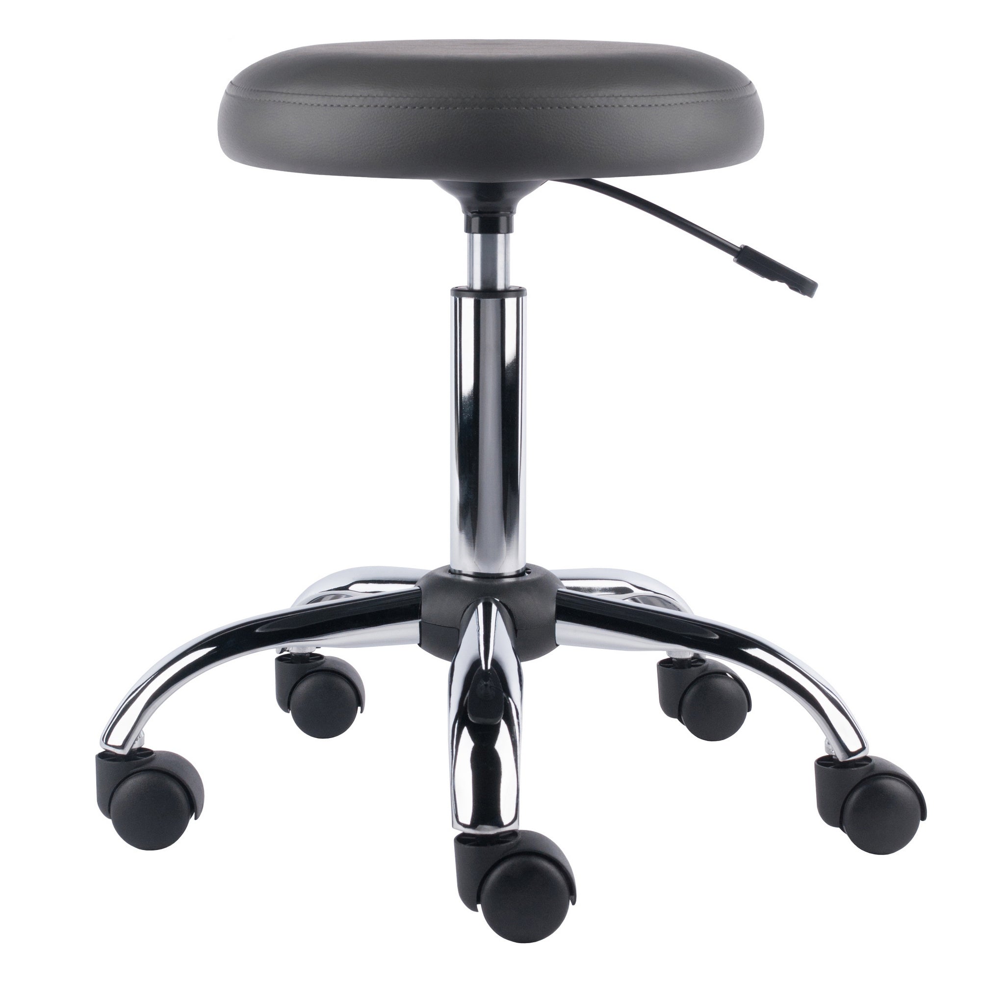 Clyde Adjustable Cushion Seat Swivel Stool; Charcoal and Chrome