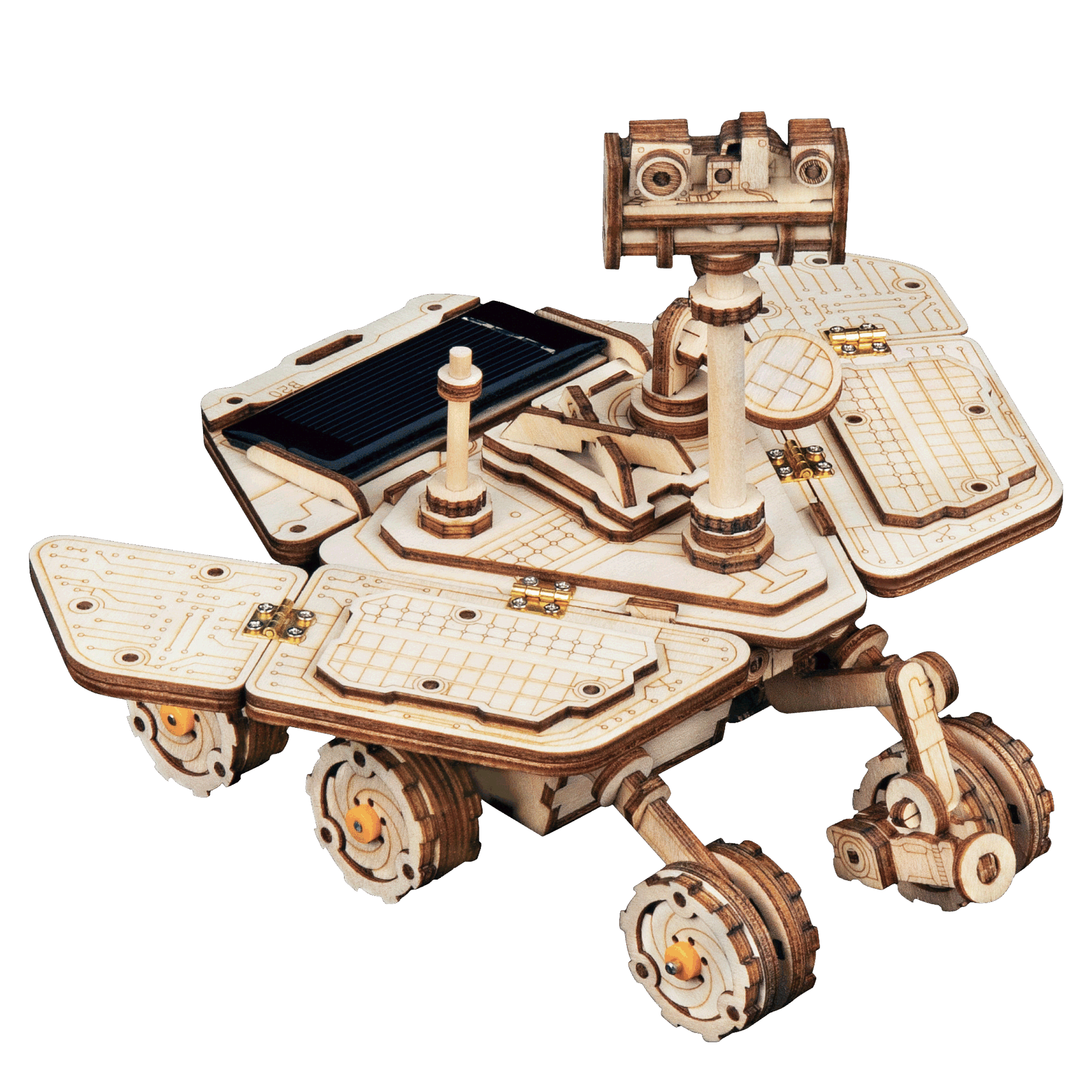Robotime 4 Kind Moveable 3D Wooden Space Hunting Solar Energy Toy Assembly Gift for Children Teens Adult LS