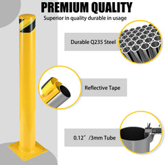 Bollard Post, Steel Bollards, Safety Bollard Yellow Powder Coated Parking Bollard Driveaway Barrier for Traffic-Sensitive Area, Garage or Parking Lot