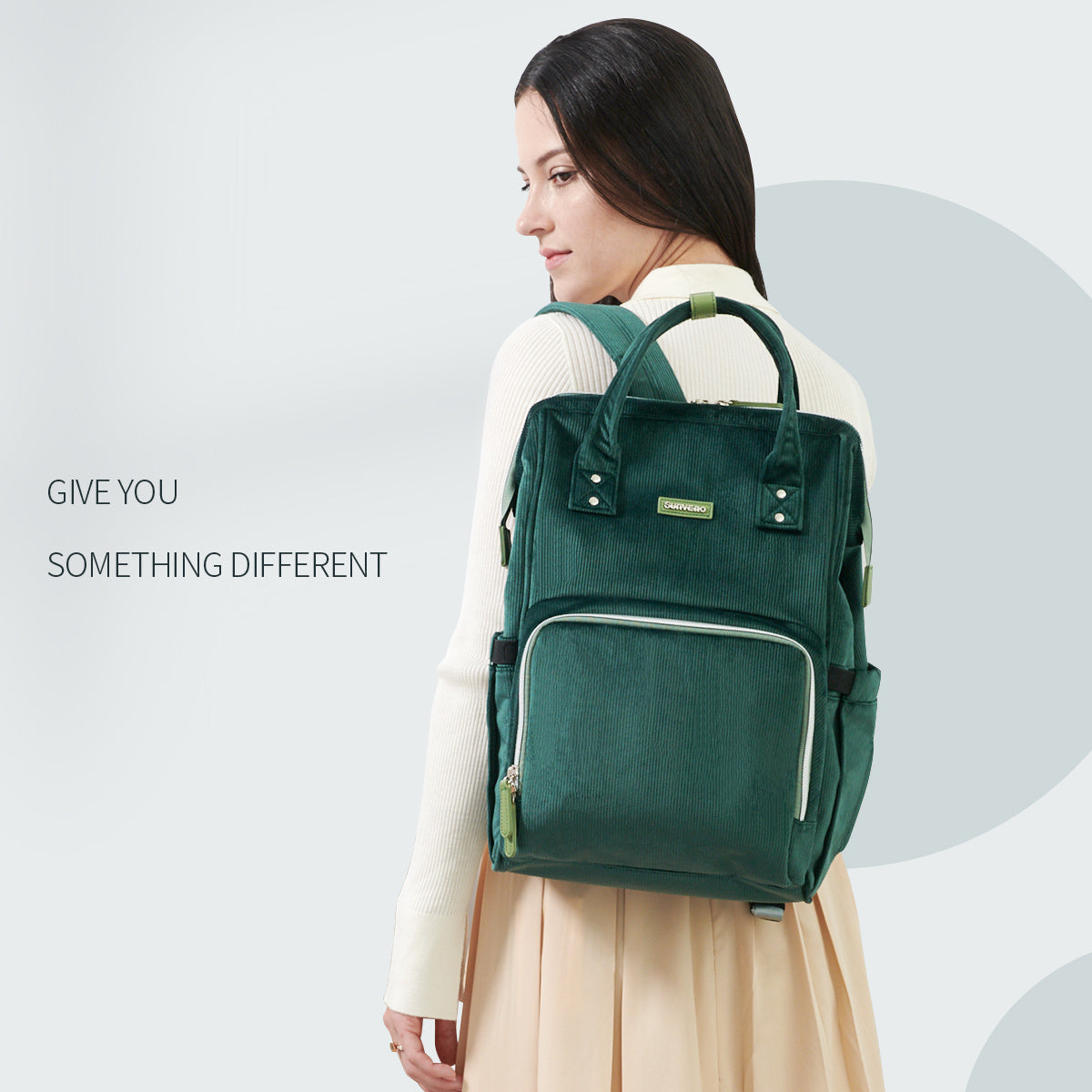 SUNVENO Velvet Stitching Diaper Bag Backpack Large Capacity Tote Shoulder Nappy Bag Organizer for Baby Care with Insulated Pockets,Waterproof Fabric