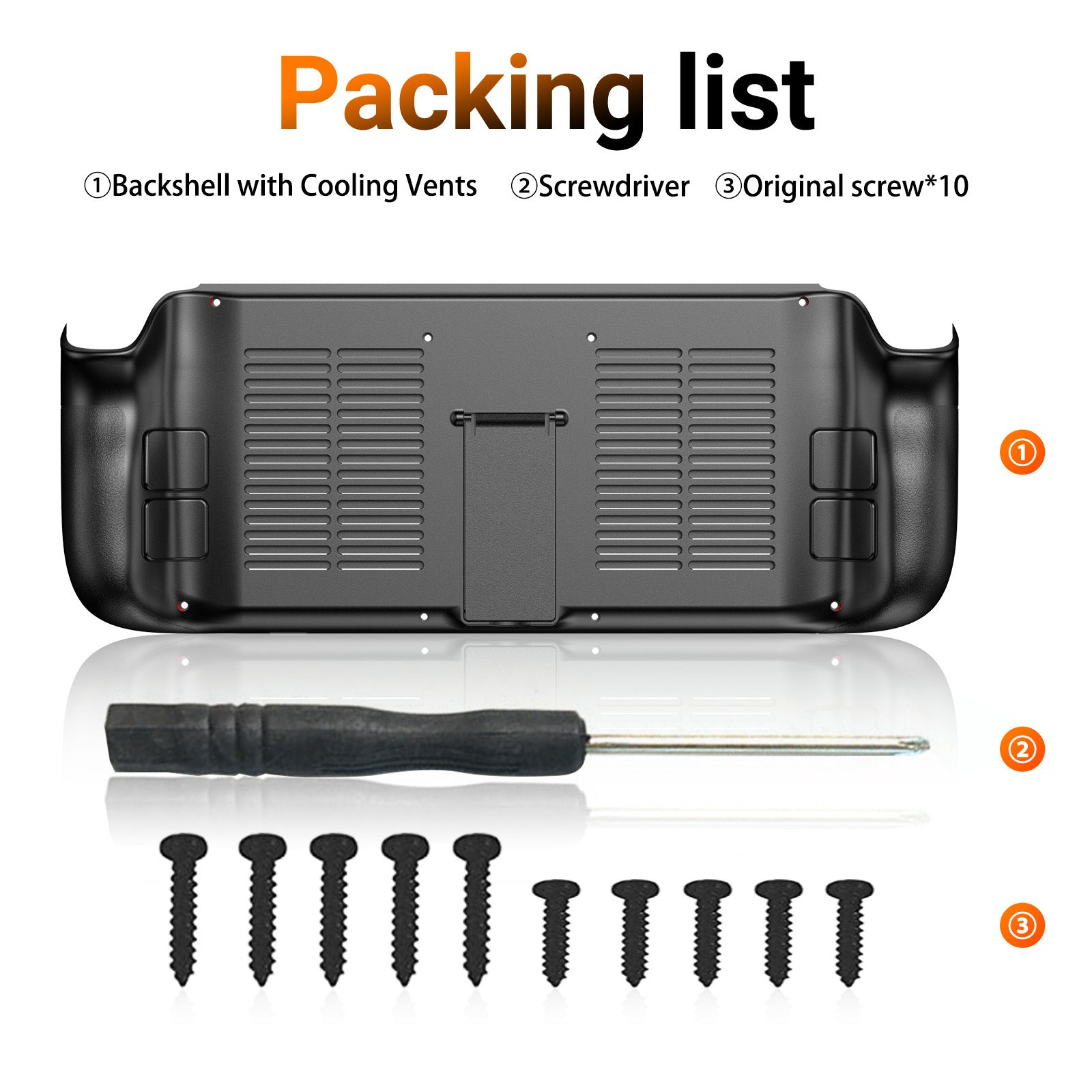 Unique Backshell for Steam Deck Case with Cooling Vents and Stand, Anti-Scratch Dustproof Protective Steam Deck Cover, Premium ABS Replacement Shell for Steam Deck Accessories