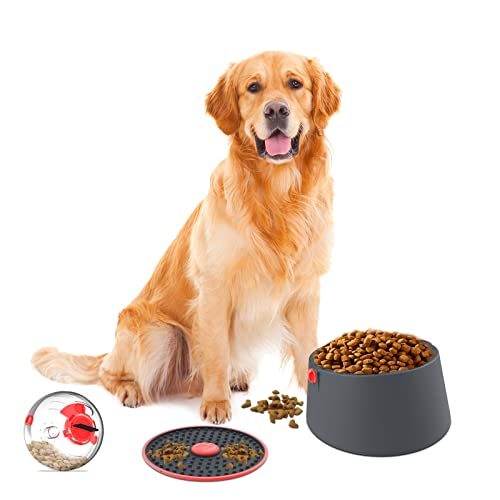 Red Lick Mat & Slow Feeder Dog Bowl Set - Prevent Choking & Indigestion