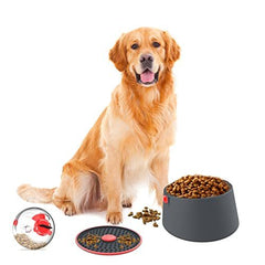 Red Lick Mat & Slow Feeder Dog Bowl Set - Prevent Choking & Indigestion