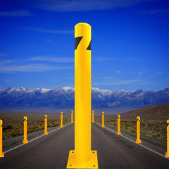Bollard Post, Steel Bollards, Safety Bollard Yellow Powder Coated Parking Bollard Driveaway Barrier for Traffic-Sensitive Area, Garage or Parking Lot