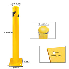 Bollard Post, Steel Bollards, Safety Bollard Yellow Powder Coated Parking Bollard Driveaway Barrier for Traffic-Sensitive Area, Garage or Parking Lot