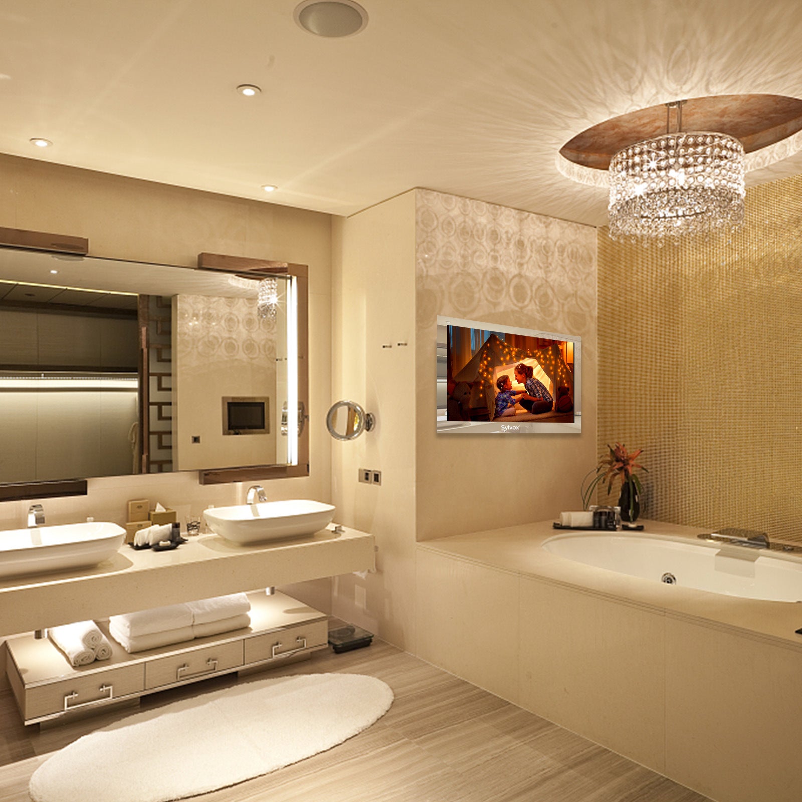 Sylvox 24 inch LED Mirror TV;  1080 Resolution;  IP65 Waterproof for Bathroom with Wifi Bluetooth