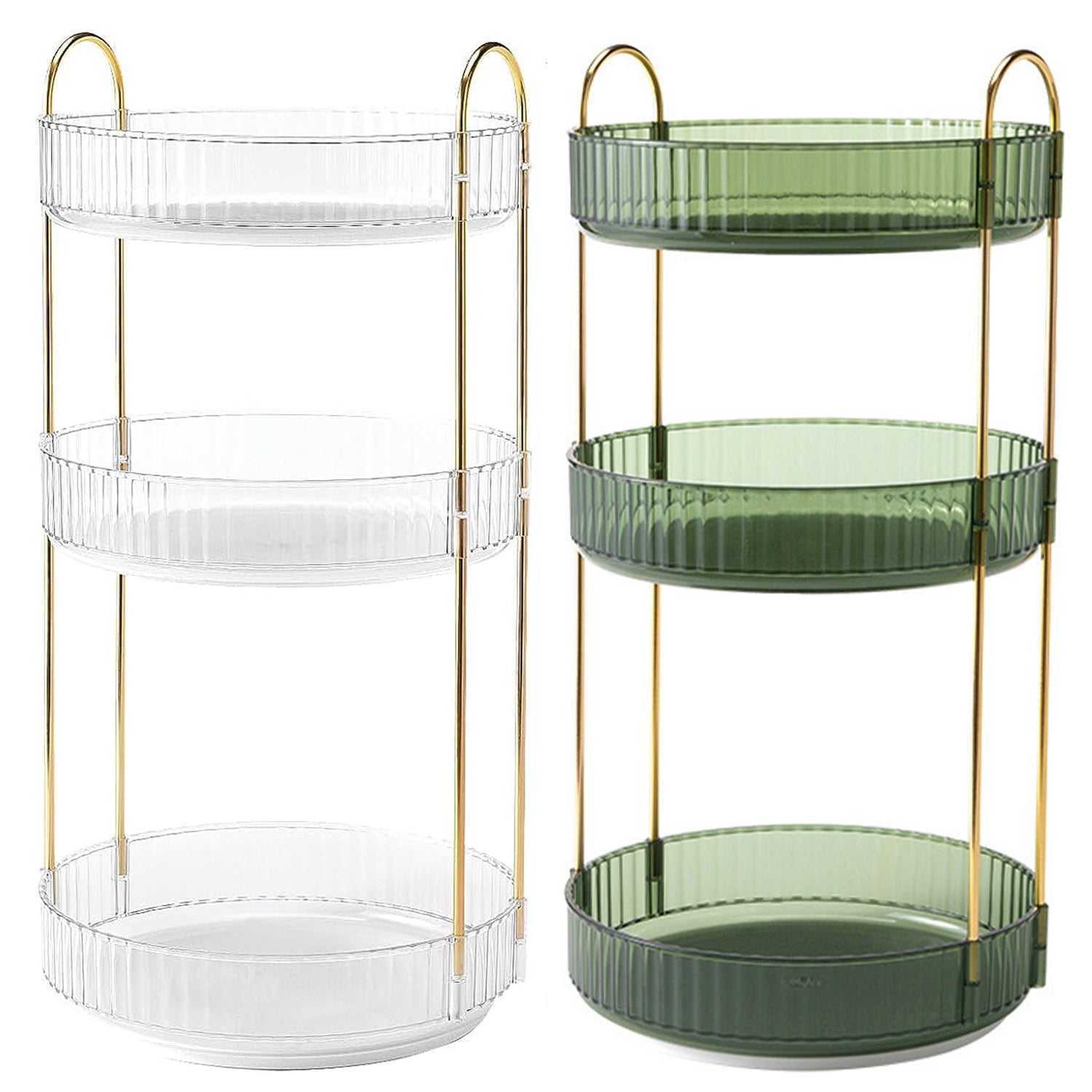 3 Tier Rotating Makeup Organizer 360° Spinning Perfume Cosmetic Storage Tray 55LBS Load Countertop Shelves for Lotion Lipstick