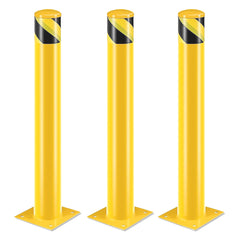 Bollard Post, Steel Bollards, Safety Bollard Yellow Powder Coated Parking Bollard Driveaway Barrier for Traffic-Sensitive Area, Garage or Parking Lot