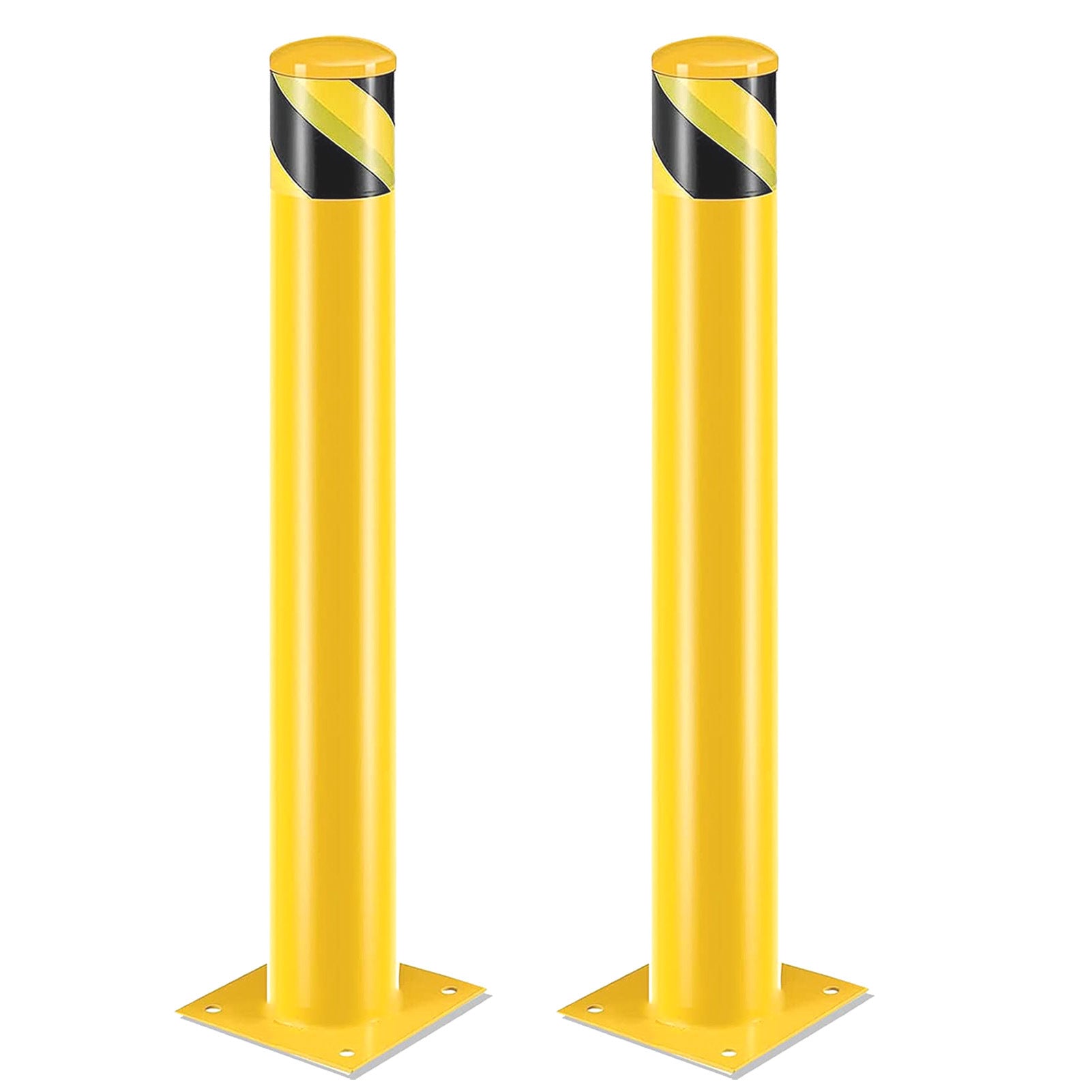 Bollard Post, Steel Bollards, Safety Bollard Yellow Powder Coated Parking Bollard Driveaway Barrier for Traffic-Sensitive Area, Garage or Parking Lot