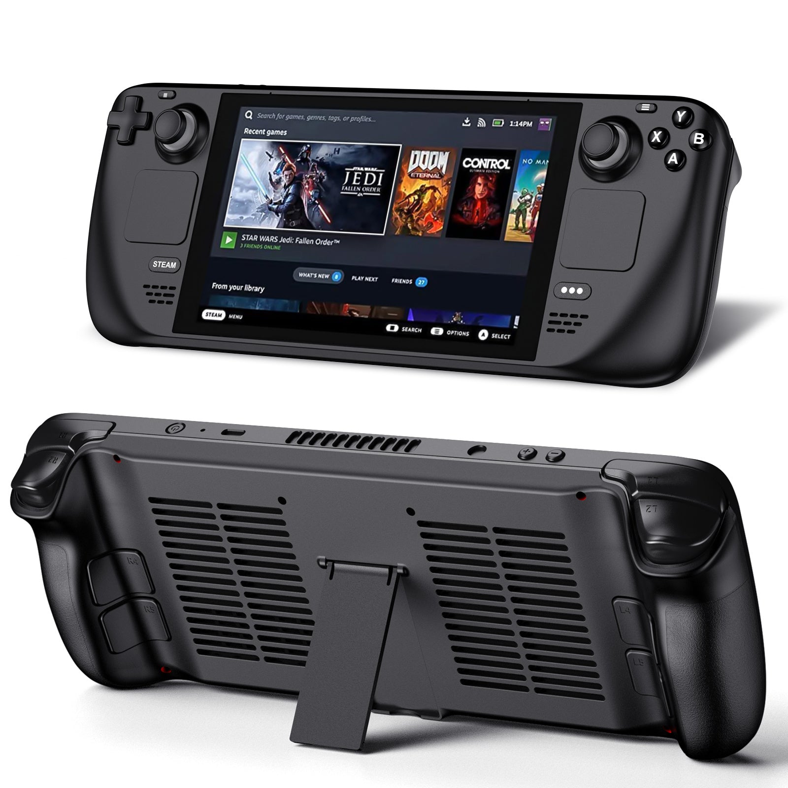 Unique Backshell for Steam Deck Case with Cooling Vents and Stand, Anti-Scratch Dustproof Protective Steam Deck Cover, Premium ABS Replacement Shell for Steam Deck Accessories