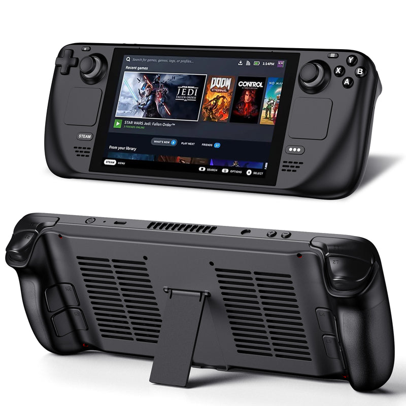 Unique Backshell for Steam Deck Case with Cooling Vents and Stand, Anti-Scratch Dustproof Protective Steam Deck Cover, Premium ABS Replacement Shell for Steam Deck Accessories
