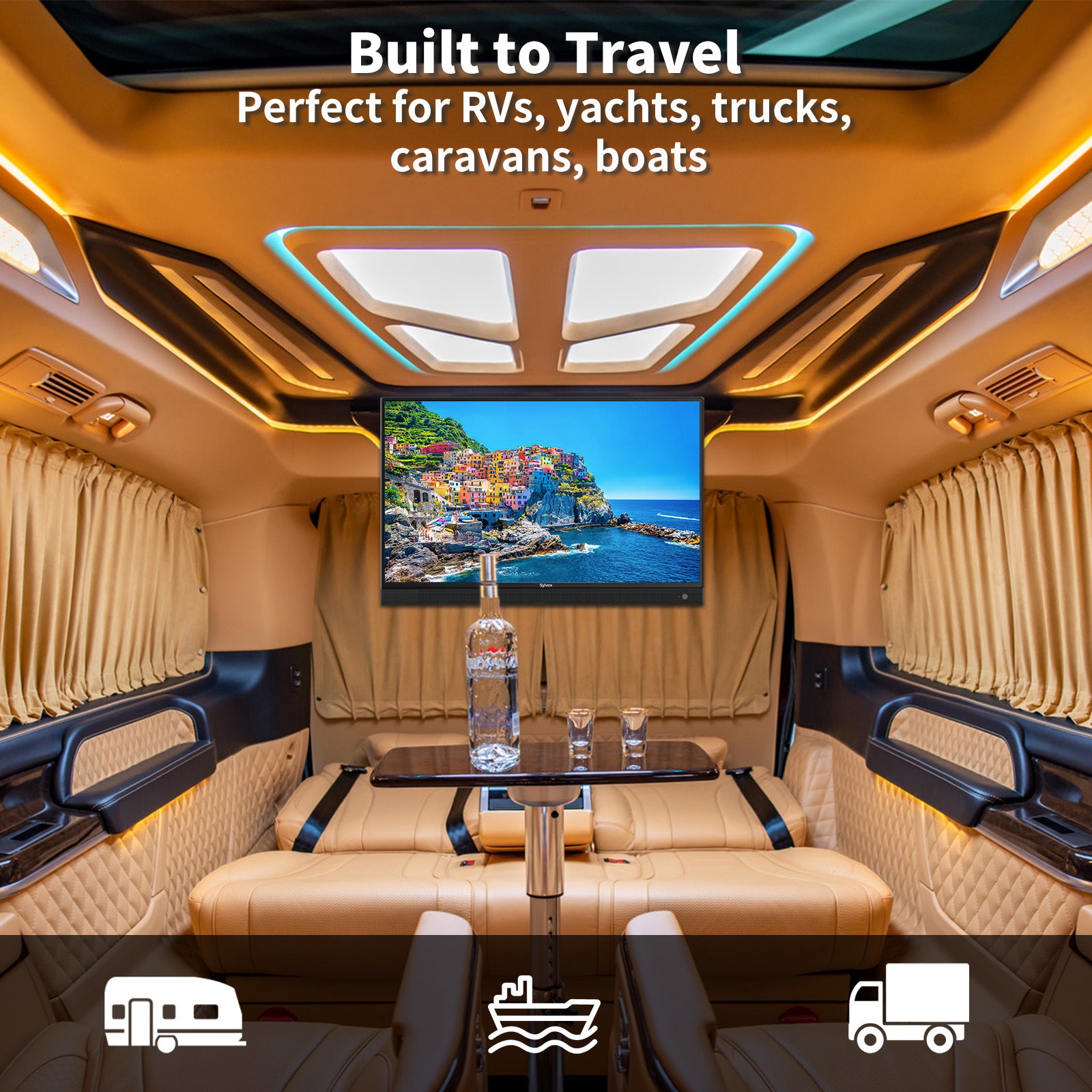 Sylvox 32inch RV TV;  1080p;  LED TV for Motorhome with FM Radio