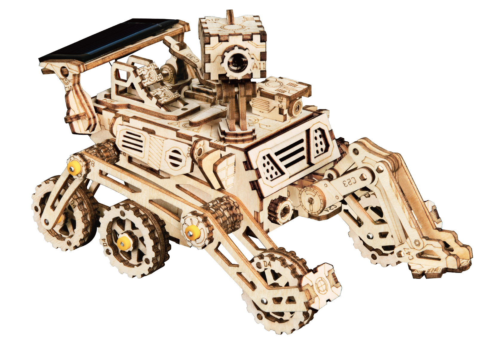 Robotime 4 Kind Moveable 3D Wooden Space Hunting Solar Energy Toy Assembly Gift for Children Teens Adult LS