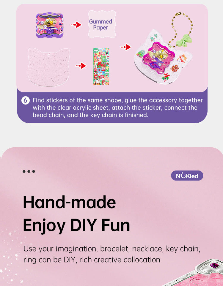 71 PCS DIY Jewel Rings Stickers Magical Kits for Little Girls, Handmade DIY Crafting Rings Bracelet Pendent Keychain, DIY Crafts for Kids, Birthday Gifts Toys for Age 3 4 5 6+ Year Old