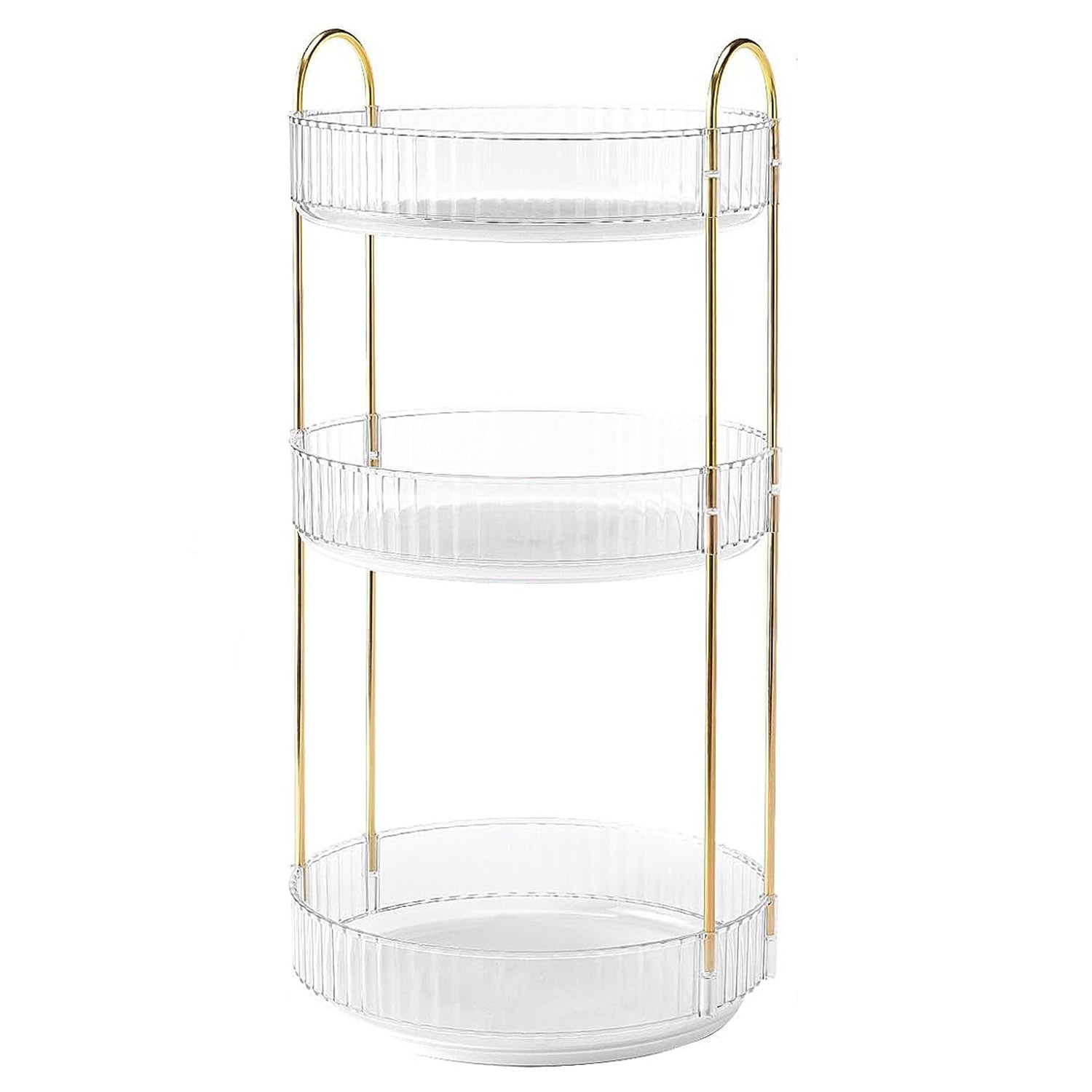 3 Tier Rotating Makeup Organizer 360° Spinning Perfume Cosmetic Storage Tray 55LBS Load Countertop Shelves for Lotion Lipstick