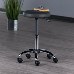 Clyde Adjustable Cushion Seat Swivel Stool; Charcoal and Chrome