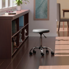 Clyde Adjustable Cushion Seat Swivel Stool; Charcoal and Chrome