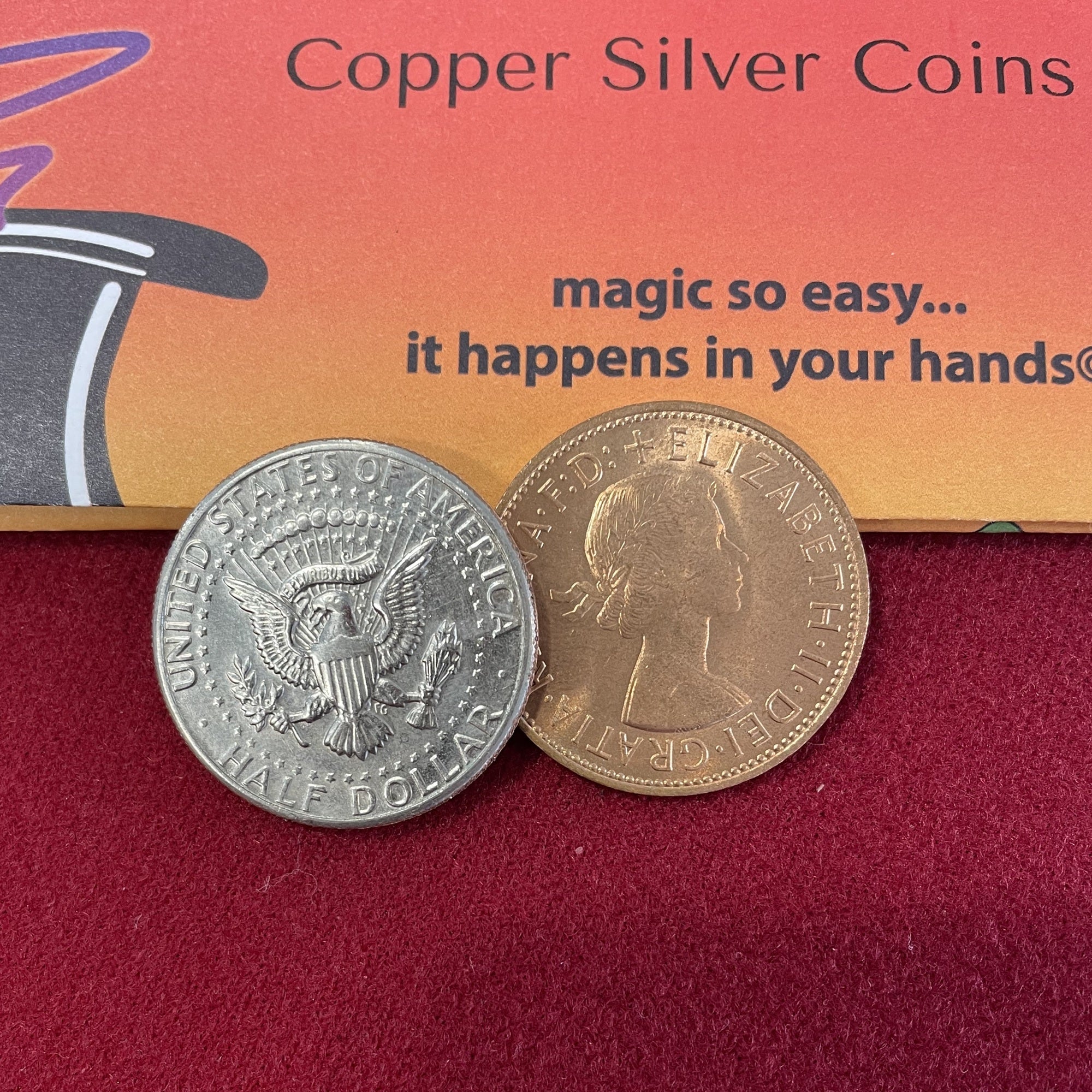 Ted's Sterling Magic Copper Silver Coins Genuine US Half Dollar Copper Penny Coin Trick - UK