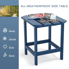 Adirondack Outdoor Side Table;  HDPE Plastic End Tables for Patio;  Backyard;  Pool;  Indoor Outdoor Companion;  Easy Maintenance Weather Resistant Lawn Furniture