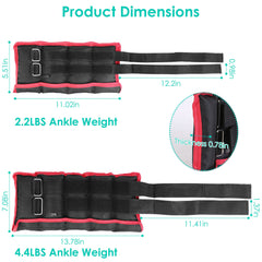 Ankle Weights Set 2.2/4.4LBS Pair Wrist Arm Ankle Weight with Iron Sandbags Fillings
