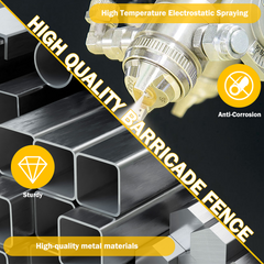 Metal Expandable Barricade,Folding Security Gate Safety Barrier with Casters,Mobile Barrier Gate, Adjustable Traffic Fence for Road Construction, Traffic Control,Cordon,Pool,Yellow Black