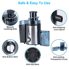 1000W Centrifugal Juicer Juice Extractor with 2 Speeds 3.6in Wide Feed Chute 17Oz Juicer Cup 54Oz Pulp Collector Electric Juicer for Fruits Vegetables