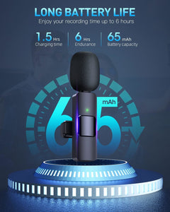 Wireless Lavalier Lapel Microphone for iPhone 15 Series/Android/Computer - Bluetooth Mini Phone Microphones for Video Recording - 2 Clip on Mics with USB C Interface for Tiktok YouTube Vlog