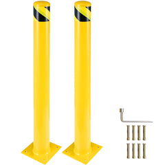 Bollard Post, Steel Bollards, Safety Bollard Yellow Powder Coated Parking Bollard Driveaway Barrier for Traffic-Sensitive Area, Garage or Parking Lot