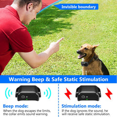 Wireless Electric Dog Fence Pet Shock Boundary Containment System Electric Training Collar For Small Medium Large Dogs