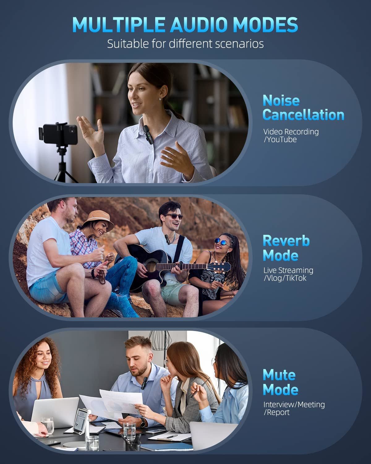 Wireless Lavalier Lapel Microphone for iPhone 15 Series/Android/Computer - Bluetooth Mini Phone Microphones for Video Recording - 2 Clip on Mics with USB C Interface for Tiktok YouTube Vlog