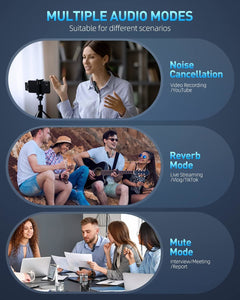 Wireless Lavalier Lapel Microphone for iPhone 15 Series/Android/Computer - Bluetooth Mini Phone Microphones for Video Recording - 2 Clip on Mics with USB C Interface for Tiktok YouTube Vlog