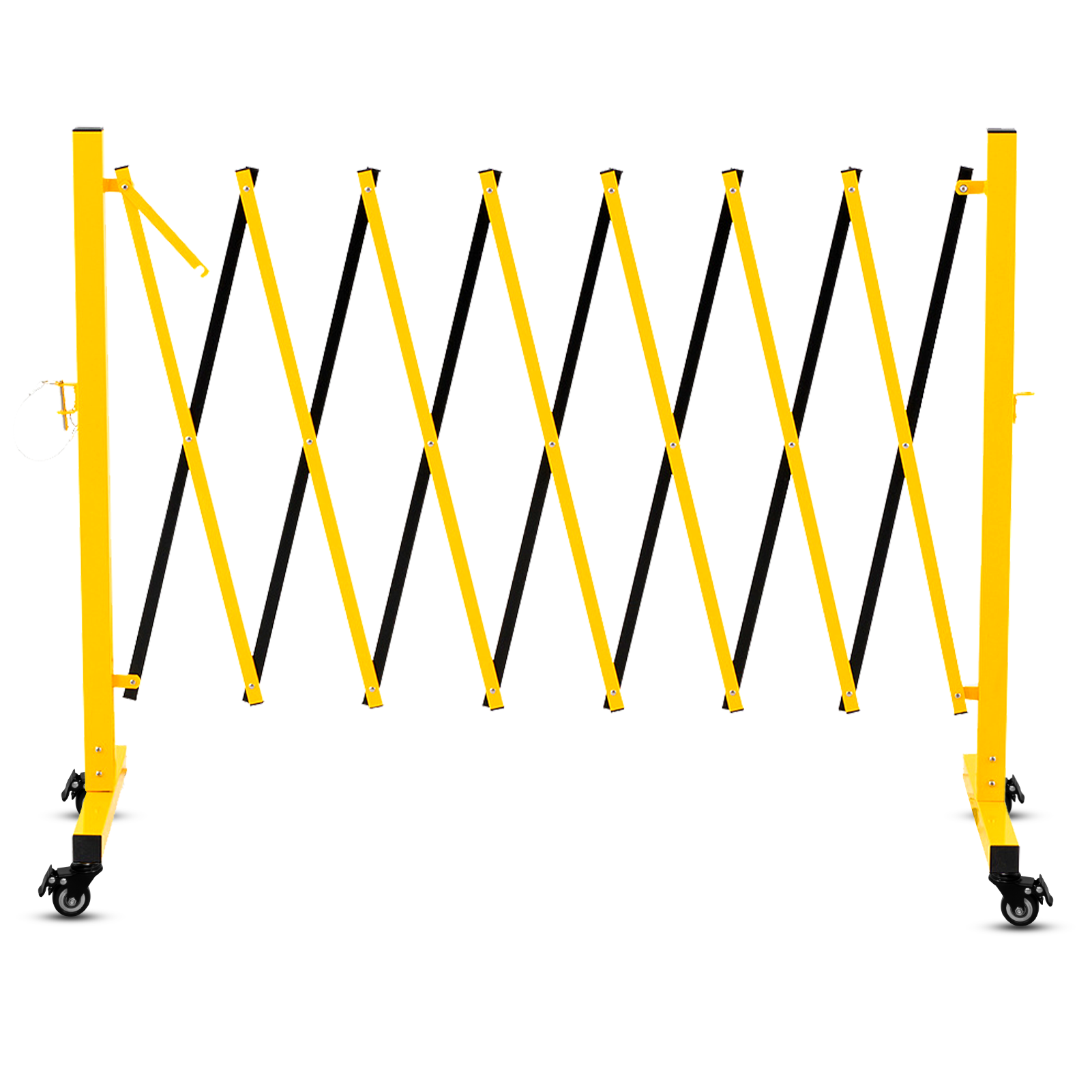 Metal Expandable Barricade,Folding Security Gate Safety Barrier with Casters,Mobile Barrier Gate, Adjustable Traffic Fence for Road Construction, Traffic Control,Cordon,Pool,Yellow Black