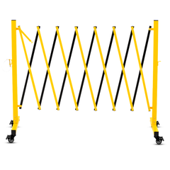 Metal Expandable Barricade,Folding Security Gate Safety Barrier with Casters,Mobile Barrier Gate, Adjustable Traffic Fence for Road Construction, Traffic Control,Cordon,Pool,Yellow Black
