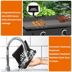 Rear Grease Drainage Funnel Fit For Blackstone Griddle Grease Catcher With 39.76IN Heat Resistant Hose Stainless Steel Grease Collector