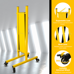 Metal Expandable Barricade,Folding Security Gate Safety Barrier with Casters,Mobile Barrier Gate, Adjustable Traffic Fence for Road Construction, Traffic Control,Cordon,Pool,Yellow Black