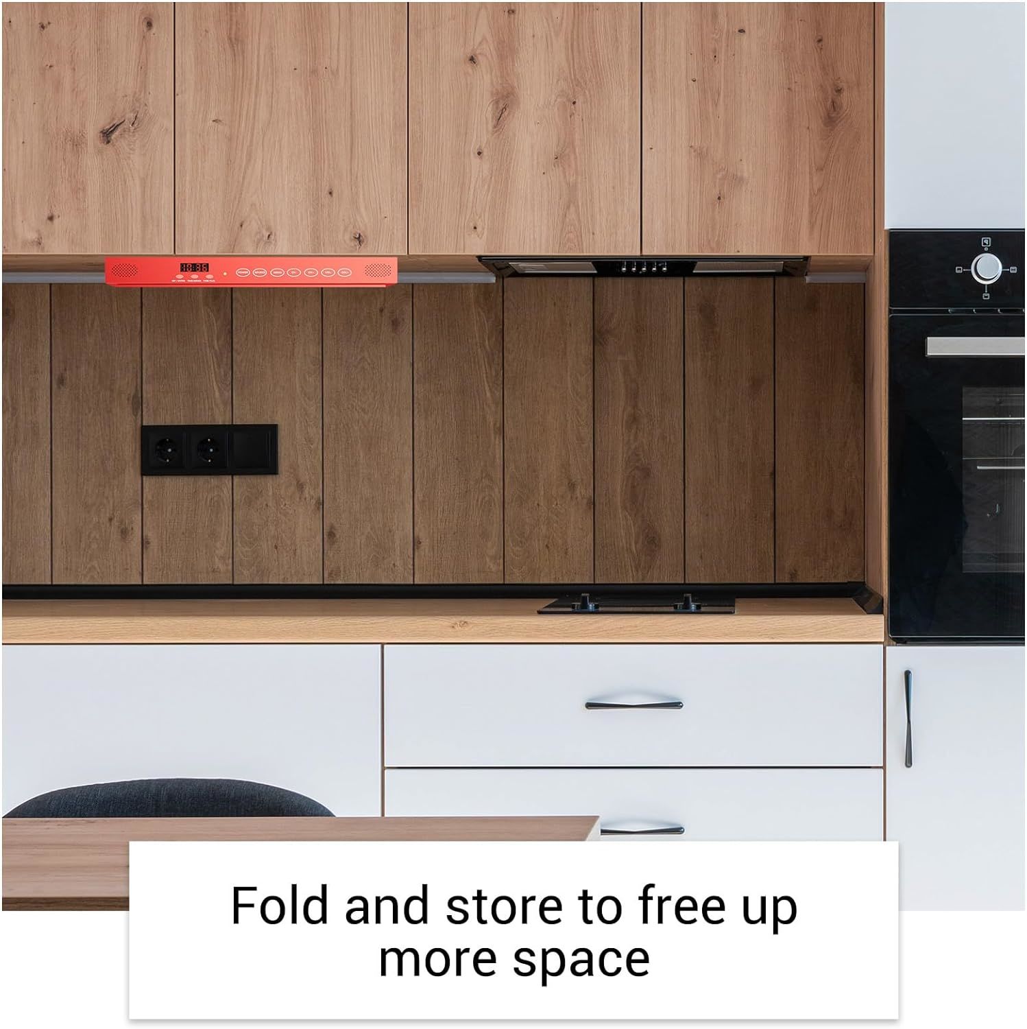 SYLVOX 15.6 inch Smart TV for Kitchen, 1080P RV TV Under Cabinet Television, Smart Android TV Rotated & Folded, Support Google Assistant WiFi Bluetooth, Small TV for Kitchen, Bedroom, RV Camper, Red