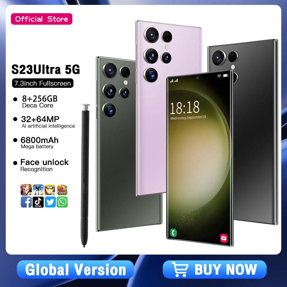 Hot Sale Brand New Android Mobile Phone S23 Ultra5G Dual Nano SIM Version 13.0 US Ready Stock.