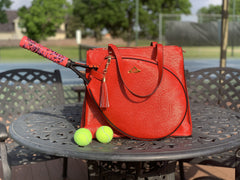 NiceAces MAYA COLLECTION TENNIS TOTE FOR TWO RACQUETS WITH A BEAUTIFUL CLUTCH; BOTTLE; CAN AND KEY HOLDERS