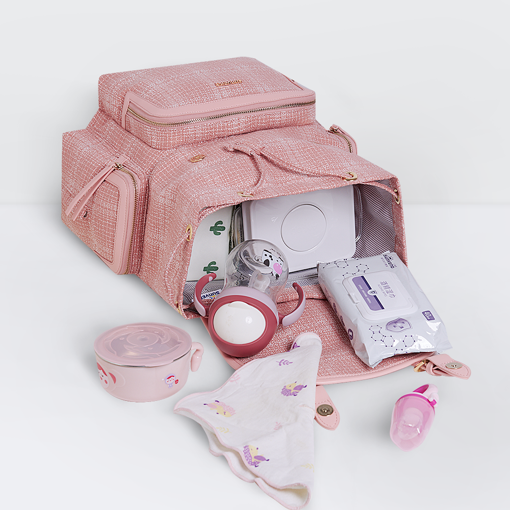 SUNVENO Diaper Bag Backpack, Baby Changing Bag Nappy Tweed Baby Diaper Bags Multifunction Waterproof for Travel