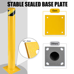 Bollard Post, Steel Bollards, Safety Bollard Yellow Powder Coated Parking Bollard Driveaway Barrier for Traffic-Sensitive Area, Garage or Parking Lot
