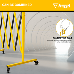 Metal Expandable Barricade,Folding Security Gate Safety Barrier with Casters,Mobile Barrier Gate, Adjustable Traffic Fence for Road Construction, Traffic Control,Cordon,Pool,Yellow Black