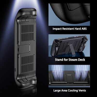 Unique Backshell for Steam Deck Case with Cooling Vents and Stand, Anti-Scratch Dustproof Protective Steam Deck Cover, Premium ABS Replacement Shell for Steam Deck Accessories