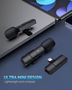 Wireless Lavalier Lapel Microphone for iPhone 15 Series/Android/Computer - Bluetooth Mini Phone Microphones for Video Recording - 2 Clip on Mics with USB C Interface for Tiktok YouTube Vlog